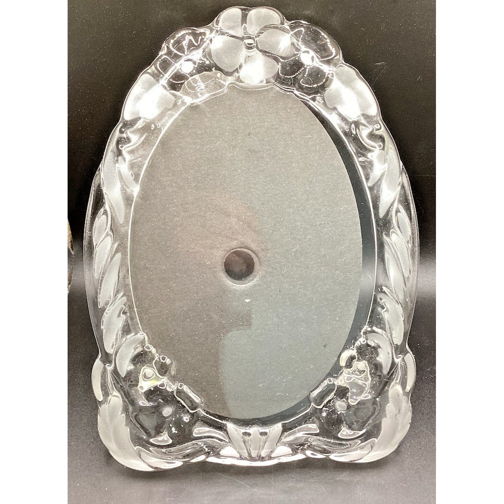 Picture Frame Mikasa‎ Crystal Oval 8.5x6" Clear Glass Photo Holder Display Vtg